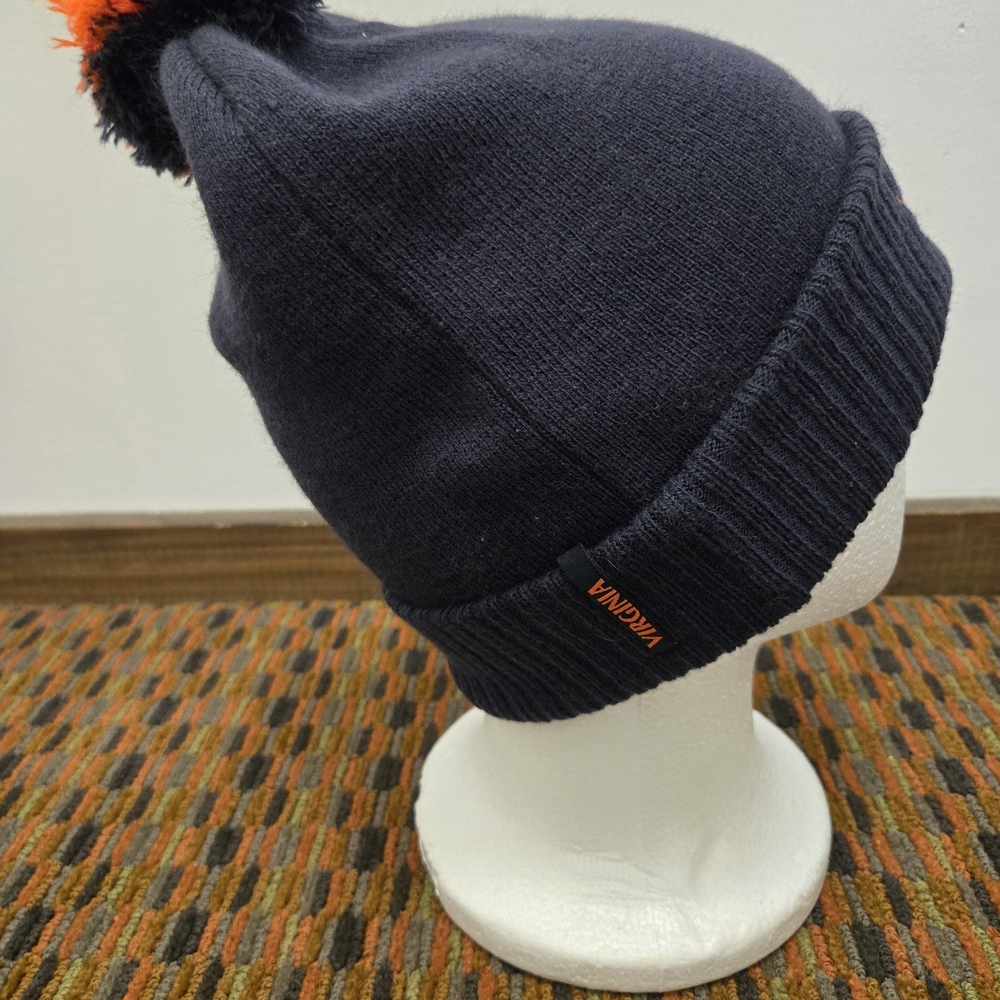Nike Virginia Cavaliers Pom Beanie Hat Navy Orange NCAA Knit Winter Cap Swoosh - Picture 5 of 7